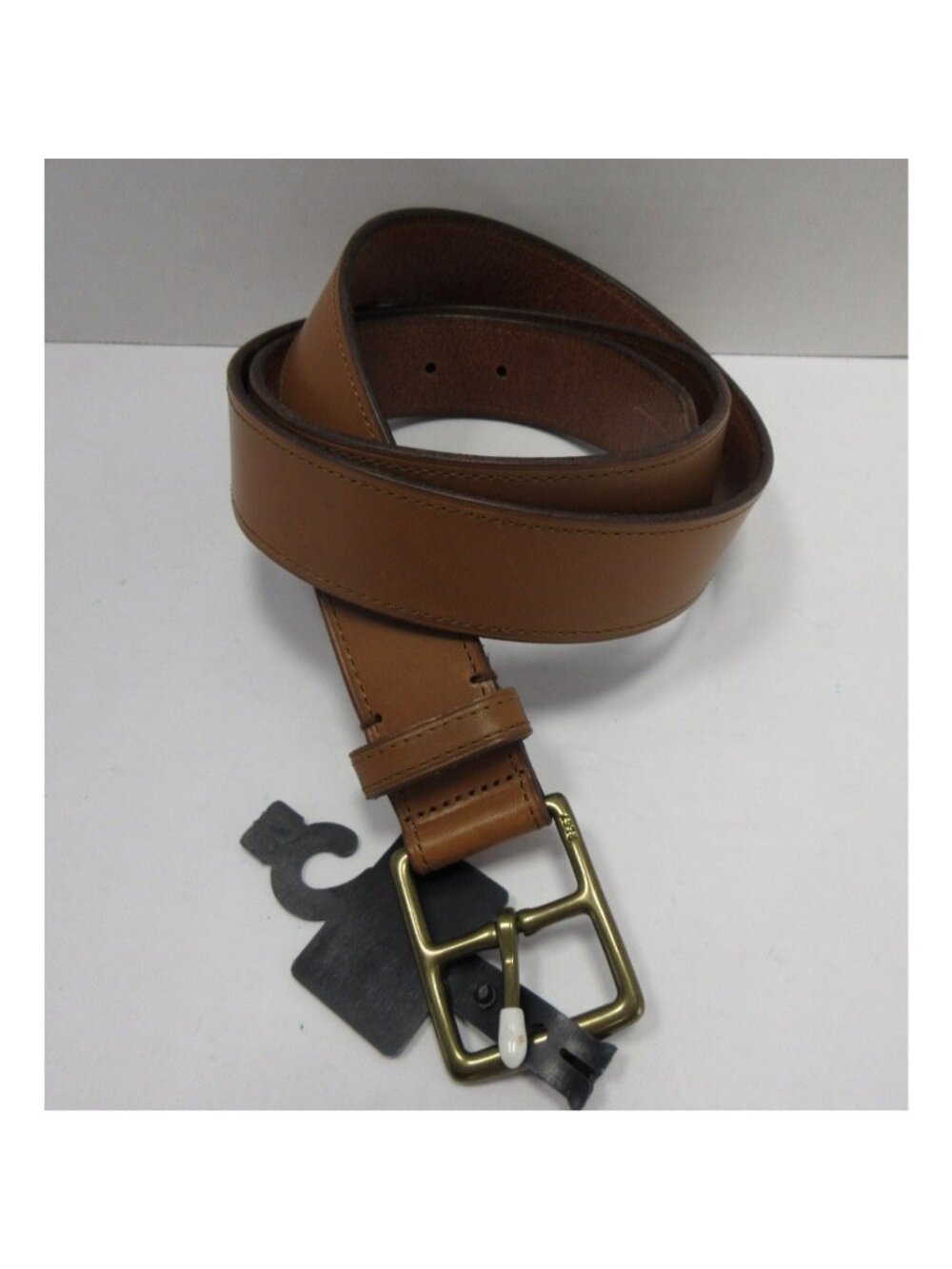 VGT Polo Ralph Lauren Belt 42 Tan Italian Leather Minimalist Brass